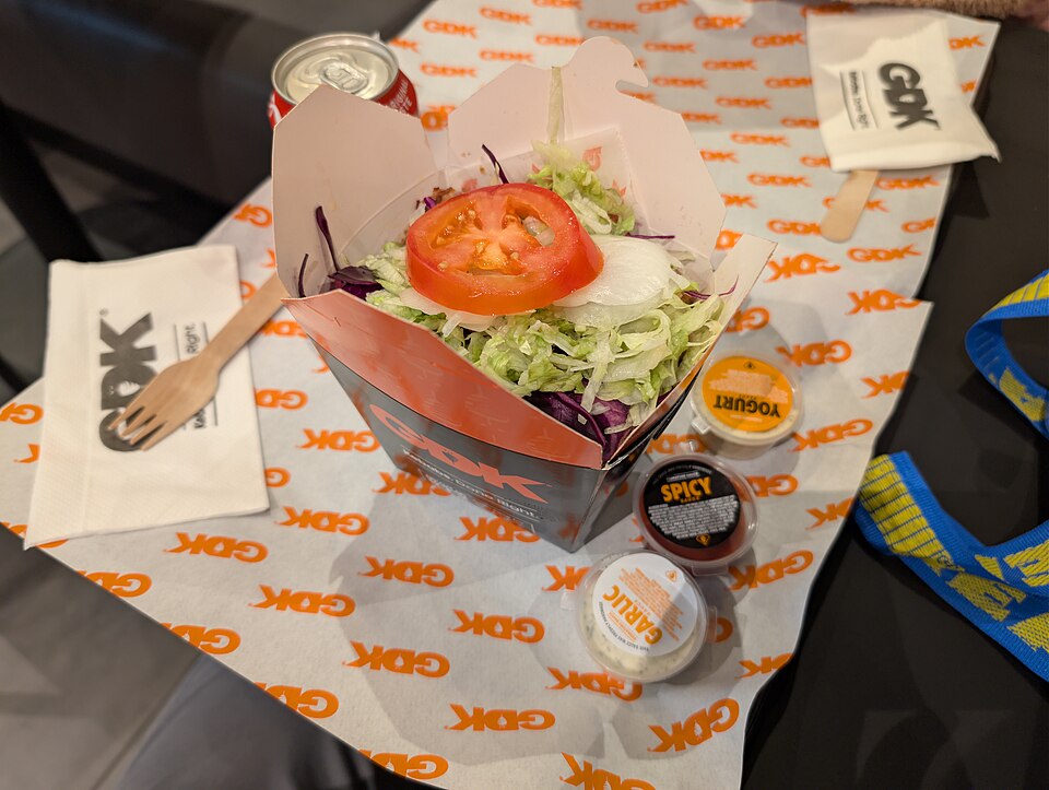A doner box from the chain (German Doner Kebab)