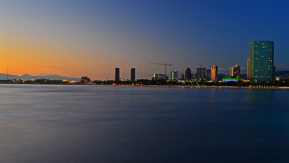 Downtown Honolulu at dusk (Downtown Post Office)