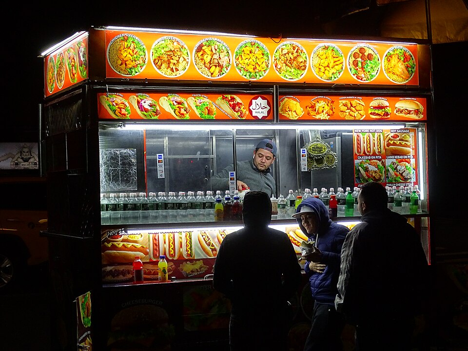 A Midtown halal cart at night (The Halal Guys, 53rd and Sixth)