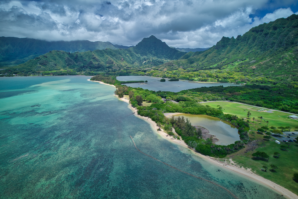 Waikāne Valley across Kāneʻohe Bay (Waikāne pier (Lucy’s house))