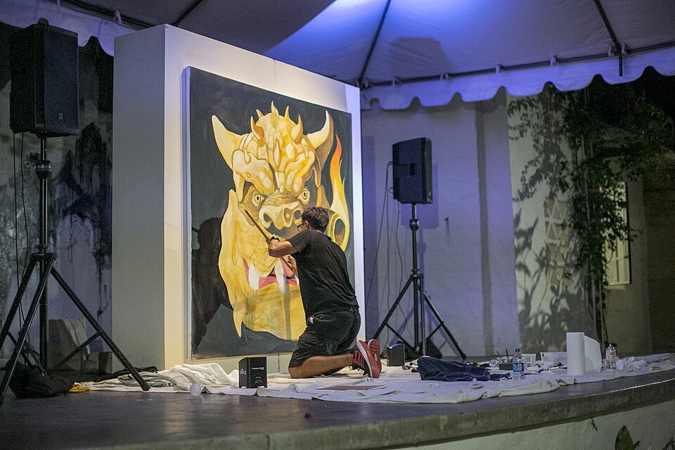A live painting event at the museum (A rainy day in Honolulu)